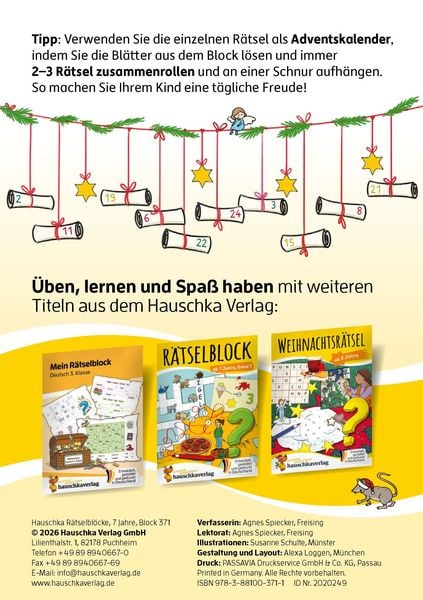 Produktbild: Weihnachtsr&auml;tsel &ndash; R&auml;tselblock ab 7 Jahre