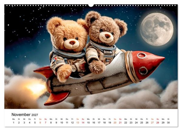 Produktbild: Teddyb&auml;ren - im Doppelpack durchs Jahr (hochwertiger Premium Wandkalender 2027 DIN A2 quer), Kunstdruck in Hochglanz