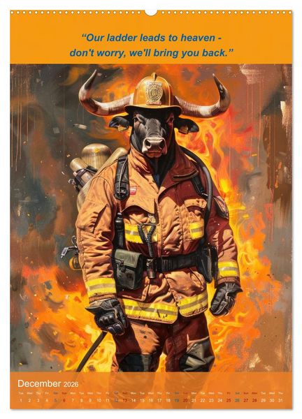 Produktbild: The beastly funny firefighters (High Quality Premium Wall Calendar 2026 DIN A2 portrait),CALVENDO 12 Month Wall Calendar