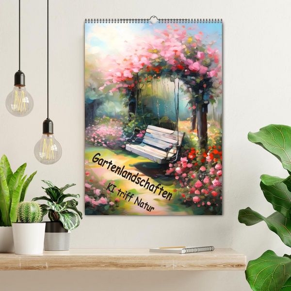 Produktbild: Gartenlandschaften - Ki trifft Natur (Wandkalender 2026 DIN A2 hoch), CALVENDO Monatskalender