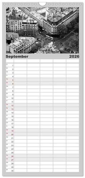 Produktbild: Familienplaner 2026 - BLACK 'N WHITE mit 5 Spalten (Wandkalender, 21 x 45 cm) CALVENDO