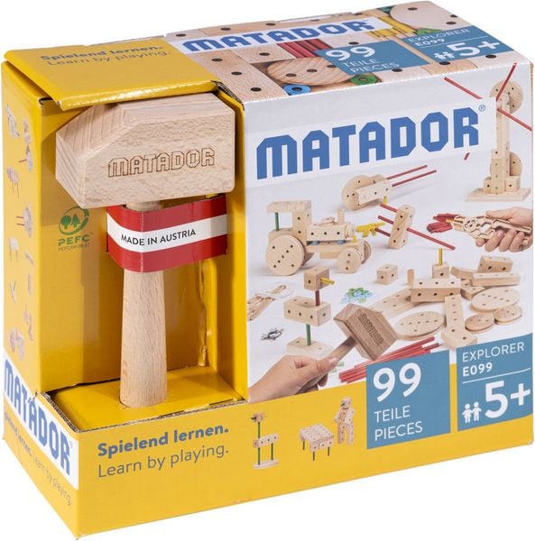 Produktbild: MATADOR 11099 - Explorer E099, Baukasten, Holz, 99 Teile, Konstruktionsbaukasten, ab 5 Jahren, Spielend lernen!