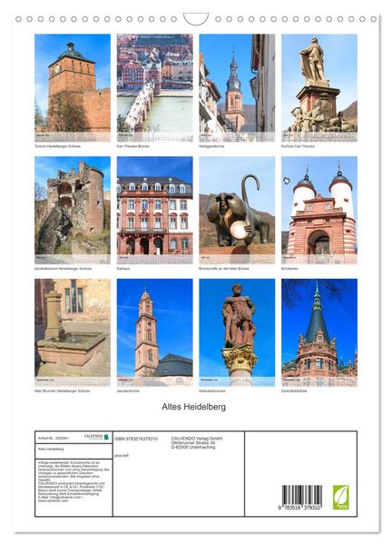 Produktbild: Altes Heidelberg (Wandkalender 2026 DIN A3 hoch), CALVENDO Monatskalender