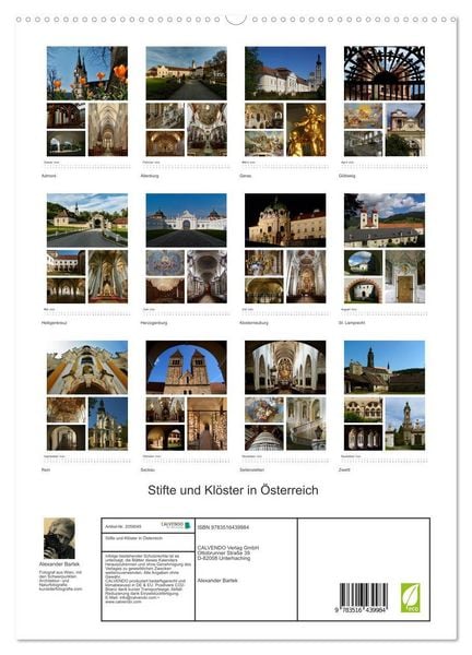 Produktbild: Stifte und Kl&ouml;ster in &Ouml;sterreich (hochwertiger Premium Wandkalender 2026 DIN A2 hoch), Kunstdruck in Hochglanz