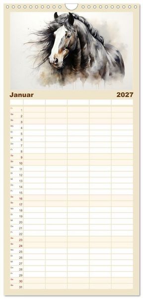 Produktbild: Familienplaner 2027 - Kraftpakete in Aquarell mit 5 Spalten (Wandkalender, 21 x 45 cm) CALVENDO