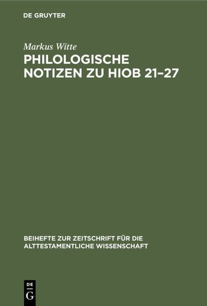 Produktbild: Philologische Notizen zu Hiob 21&ndash;27
