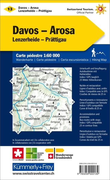 Produktbild: KuF Schweiz Wanderkarte 13 Davos / Arosa