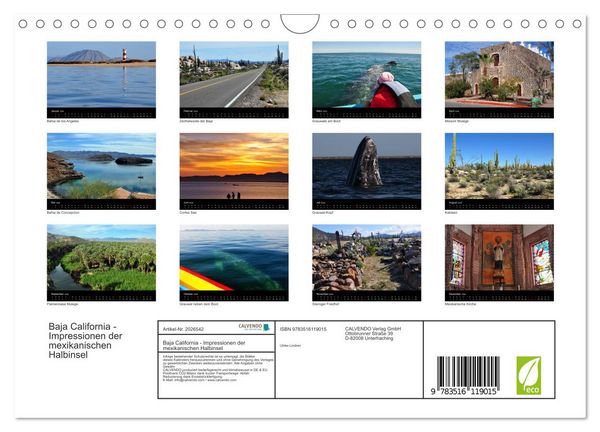 Produktbild: Baja California - Impressionen der mexikanischen Halbinsel (Wandkalender 2026 DIN A4 quer), CALVENDO Monatskalender