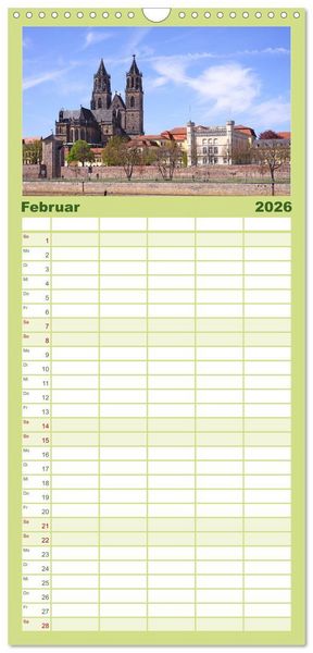Produktbild: Familienplaner 2026 - Magdeburger Ansichten mit 5 Spalten (Wandkalender, 21 x 45 cm) CALVENDO