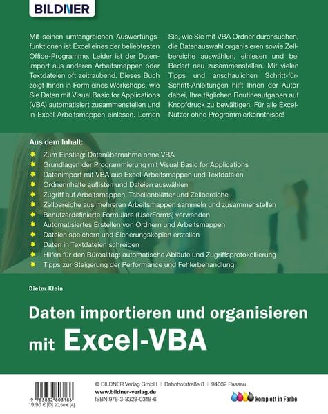 Produktbild: Daten importieren und organisieren mit Excel-VBA