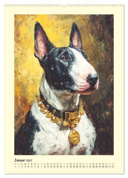 Produktbild: Gentlemen auf Pfoten. Der Bullterrier im k&uuml;nstlerischen Vintage-Stil (Wandkalender 2027 DIN A2 hoch), CALVENDO Monatskalender