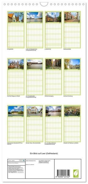 Produktbild: Familienplaner 2027 - Ein Blick auf Leer (Ostfriesland) mit 5 Spalten (Wandkalender, 21 x 45 cm) CALVENDO