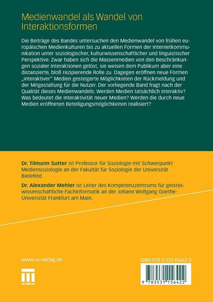 Produktbild: Medienwandel als Wandel von Interaktionsformen