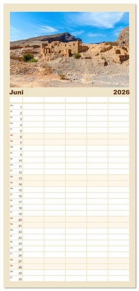 Produktbild: Familienplaner 2026 - Oman - Historische Perle des Orients mit 5 Spalten (Wandkalender, 21 x 45 cm) CALVENDO