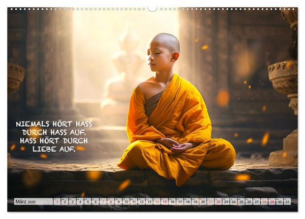Produktbild: Buddhistische Spr&uuml;che (hochwertiger Premium Wandkalender 2026 DIN A2 quer), Kunstdruck in Hochglanz