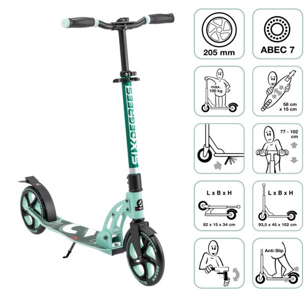 Produktbild: SIX DEGREES Aluminium Scooter 205 mm mint