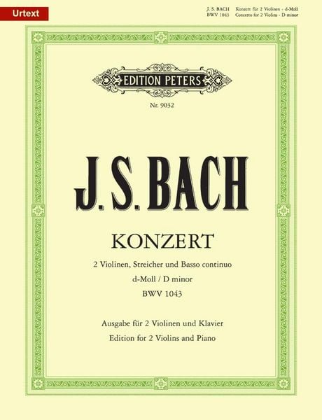 Produktbild: Konzert f&uuml;r 2 Violinen, Streicher und Basso continuo d-Moll BWV 1043 / URTEXT