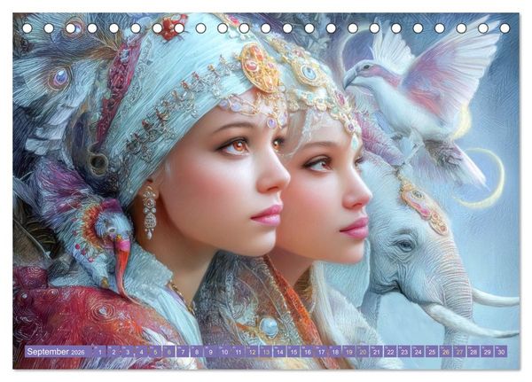 Produktbild: Paradiesische Welt - Fantasiewerke (Tischkalender 2026 DIN A5 quer), CALVENDO Monatskalender