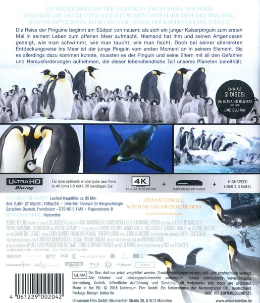 Produktbild: Die Reise der Pinguine 2 - Der Weg des Lebens (4K Ultra HD) (+ Blu-ray 2D)