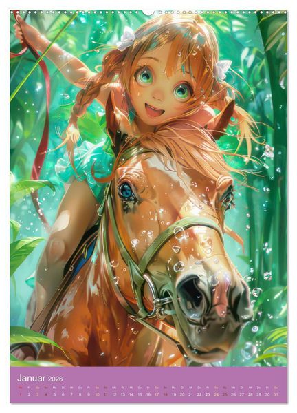 Produktbild: Manga Kinder - Unersch&uuml;tterliche Tierliebe (Wandkalender 2026 DIN A2 hoch), CALVENDO Monatskalender