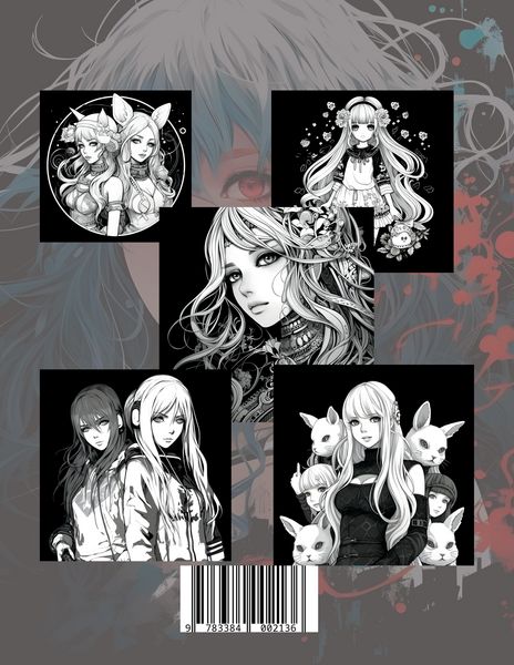 Produktbild: Schwarzes Manga Malbuch f&uuml;r M&auml;dchen.