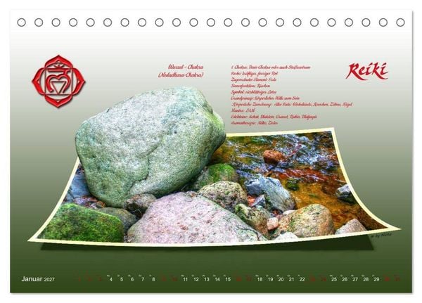 Produktbild: REIKI - Chakren und Lebensregeln (Tischkalender 2027 DIN A5 quer), CALVENDO Monatskalender