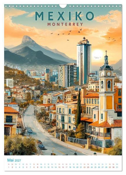 Produktbild: Mexiko - Old School Poster Style (Wandkalender 2027 DIN A3 hoch), CALVENDO Monatskalender