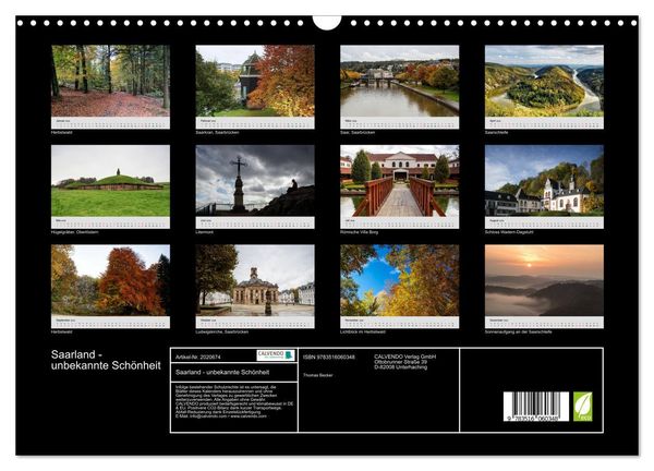 Produktbild: Saarland - unbekannte Sch&ouml;nheit (Wandkalender 2026 DIN A3 quer), CALVENDO Monatskalender