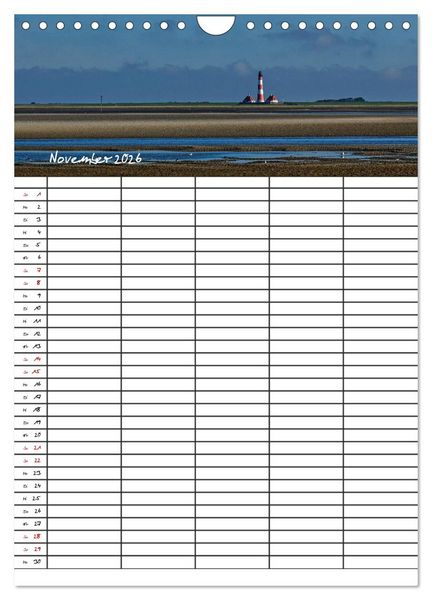 Produktbild: St. Peter Ording Familienplaner (Wandkalender 2026 DIN A4 hoch), CALVENDO Monatskalender
