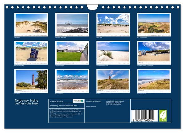 Produktbild: Norderney. Meine ostfriesische Insel (Wandkalender 2026 DIN A4 quer), CALVENDO Monatskalender