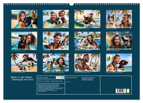 Produktbild: Bellen in den Wellen - Badespa&szlig; mit Hund (Wandkalender 2026 DIN A2 quer), CALVENDO Monatskalender