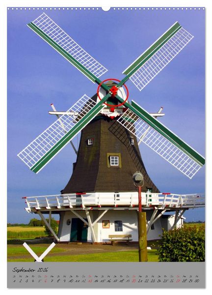 Produktbild: Windm&uuml;hlen in Norddeutschland (Wandkalender 2026 DIN A2 hoch), CALVENDO Monatskalender