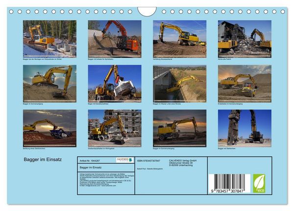Produktbild: Bagger im Einsatz (Wandkalender 2026 DIN A4 quer), CALVENDO Monatskalender