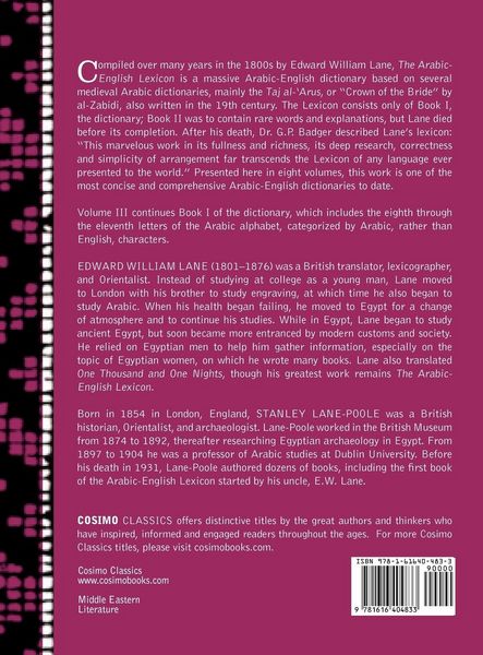 Produktbild: An Arabic-English Lexicon (in Eight Volumes), Vol. III