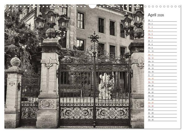 Produktbild: Dresden Schwarz-Wei&szlig; (Wandkalender 2026 DIN A3 quer), CALVENDO Monatskalender