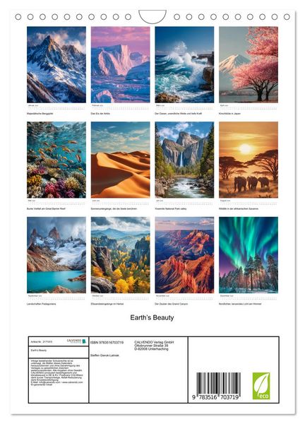 Produktbild: Earth&rsquo;s Beauty (Wandkalender 2026 DIN A4 hoch), CALVENDO Monatskalender