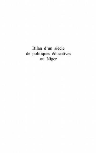 Produktbild: Bilan D'un Siecle De Politiques Educatives Au Niger