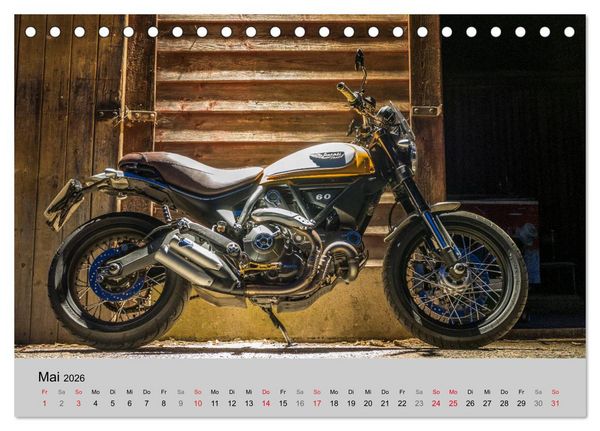 Produktbild: Scrambler Motorr&auml;der mit Stil (Tischkalender 2026 DIN A5 quer), CALVENDO Monatskalender