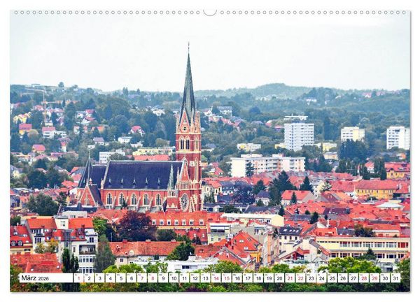 Produktbild: Graz - Ausblick auf die Dachlandschaft (hochwertiger Premium Wandkalender 2026 DIN A2 quer), Kunstdruck in Hochglanz