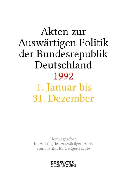 Produktbild: Akten zur Ausw&auml;rtigen Politik der Bundesrepublik Deutschland 1992