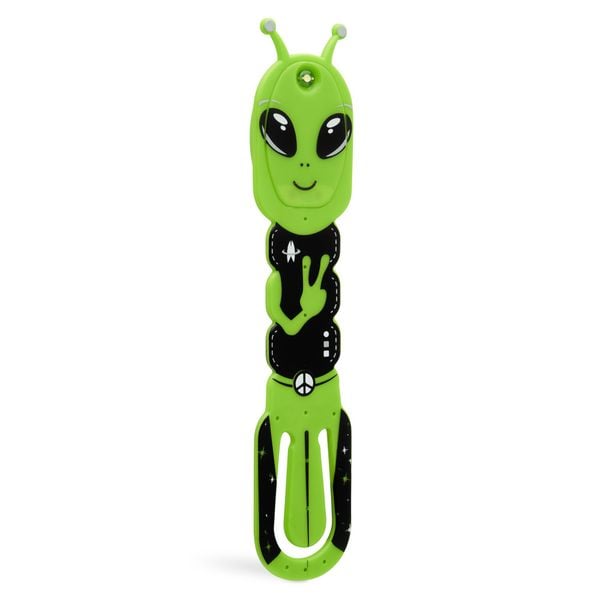 Produktbild: Flexilight Pals Leselicht (Aliens) - grün - 2 in 1 Leselampe & Lesezeichen - LED Leselicht - Geschenk für Leser, Buchliebhaber - Deutsche Ausgabe