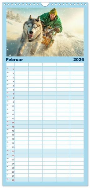Produktbild: Familienplaner 2026 - Huskies - Kraft und Anmut mit 5 Spalten (Wandkalender, 21 x 45 cm) CALVENDO
