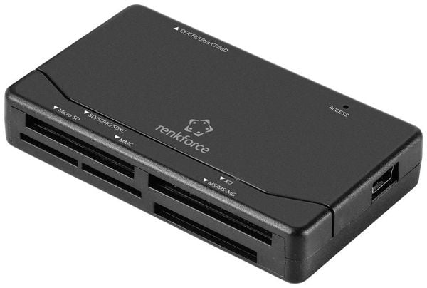 Produktbild: Renkforce RF-PCR-150 Externer Speicherkartenleser USB-A (USB 2.0) Schwarz