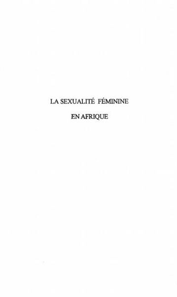 Produktbild: La Sexualite Feminine En Afrique
