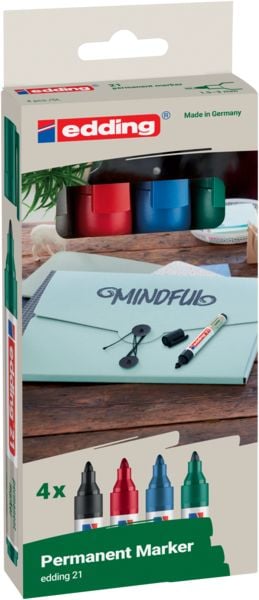 Produktbild: Edding Permamentmarker 21 Ecoline, 4er Set