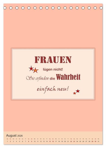 Produktbild: Was Mann &uuml;ber Frau wissen sollte und umgekehrt ... (Tischkalender 2026 DIN A5 hoch), CALVENDO Monatskalender