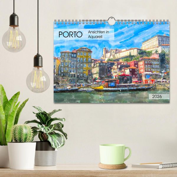Produktbild: Porto - Ansichten in Aquarell (Wandkalender 2026 DIN A4 quer), CALVENDO Monatskalender