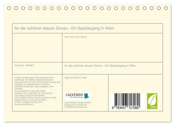 Produktbild: An der sch&ouml;nen blauen Donau - Ein Spaziergang in Wien (Tischkalender 2026 DIN A5 quer), CALVENDO Monatskalender