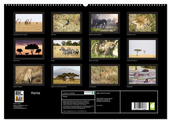 Produktbild: Kenia (hochwertiger Premium Wandkalender 2026 DIN A2 quer), Kunstdruck in Hochglanz