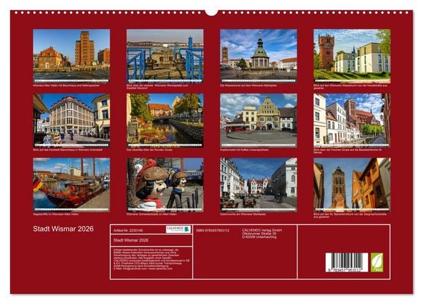 Produktbild: Stadt Wismar 2026 (hochwertiger Premium Wandkalender 2026 DIN A2 quer), Kunstdruck in Hochglanz